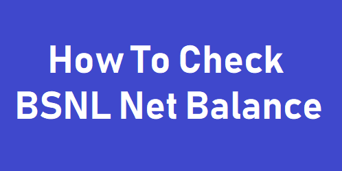 How To Check BSNL Net Balance